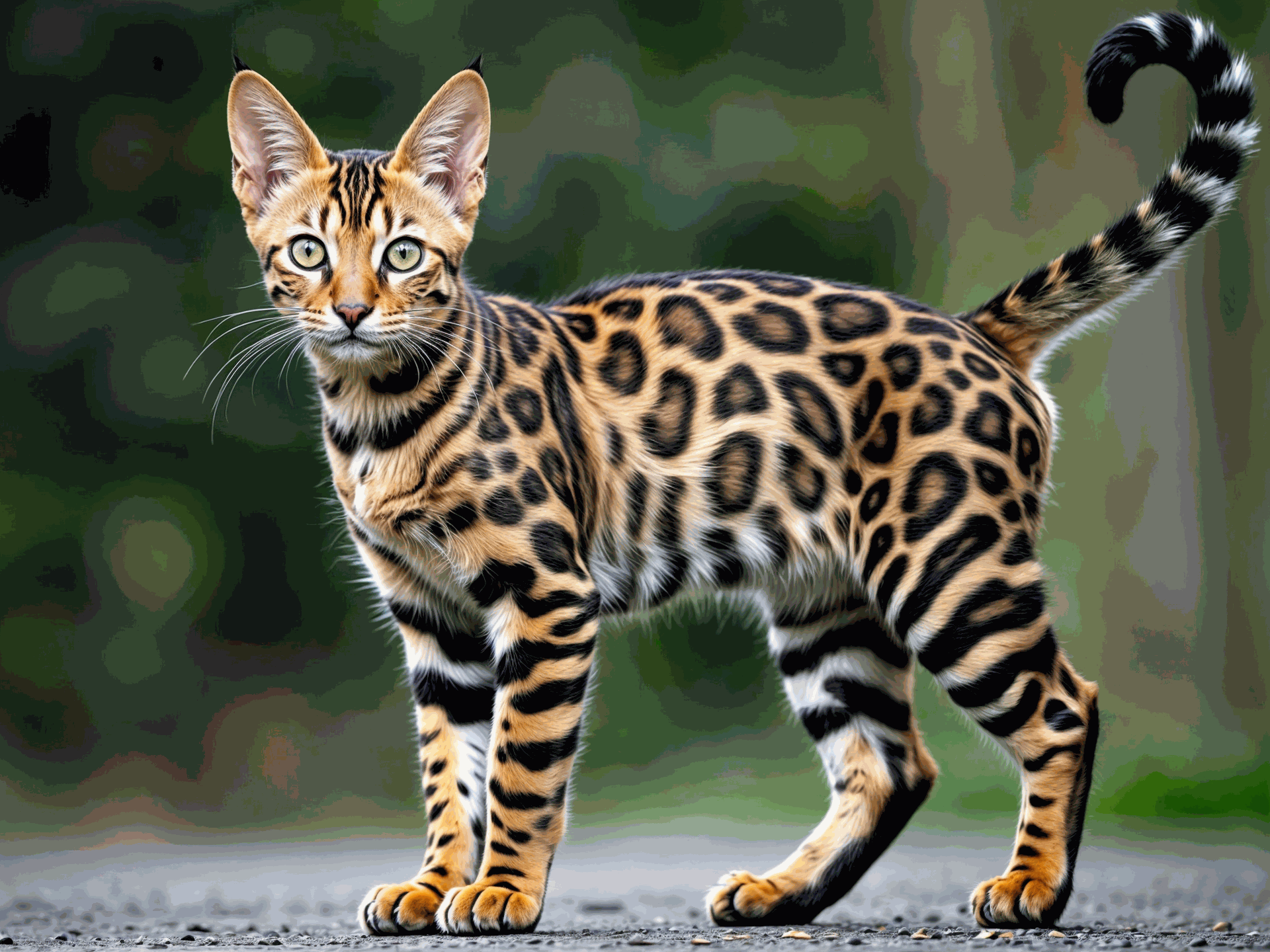 Precio Gato Bengalí en Topcats - Imponente y Exótico un impresionante gato bengalí con un pelaje de manchas únicas, resaltando su aspecto salvaje y elegante.